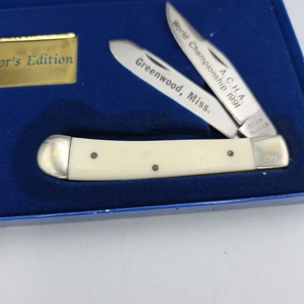A.C.H.A 1991 World Championship Bear Hunter Pocketknife 1 Of 300 Collectors RARE